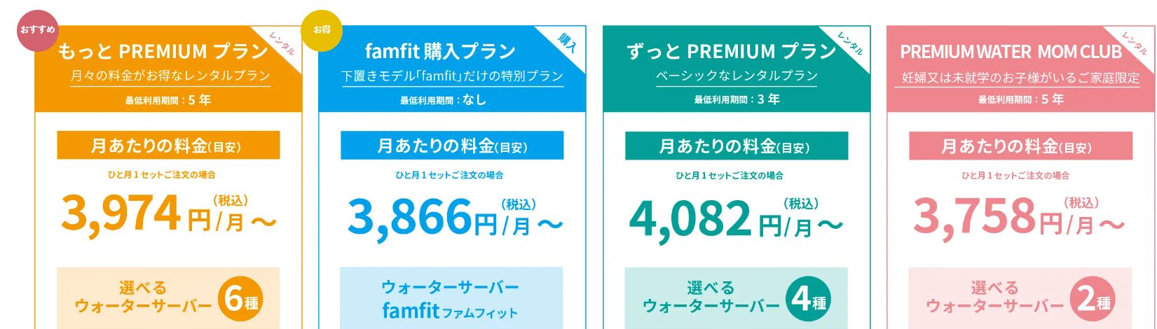 プレミアムウォーター4つのプランの画像